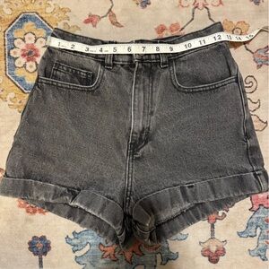 American Apparel Black High Rise Denim Shorts